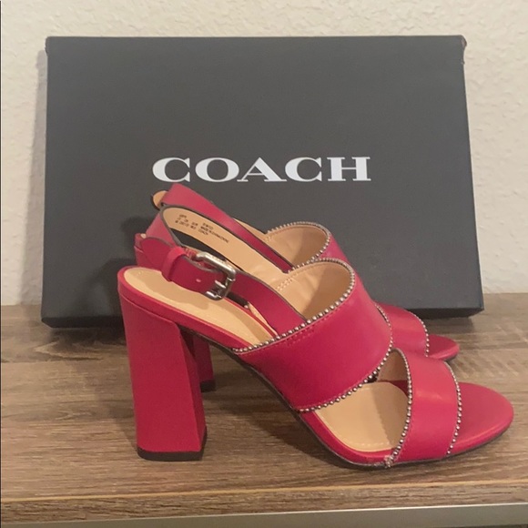 NIB Coach Rylie Sandal in Bright Cherry - Picture 5 of 11